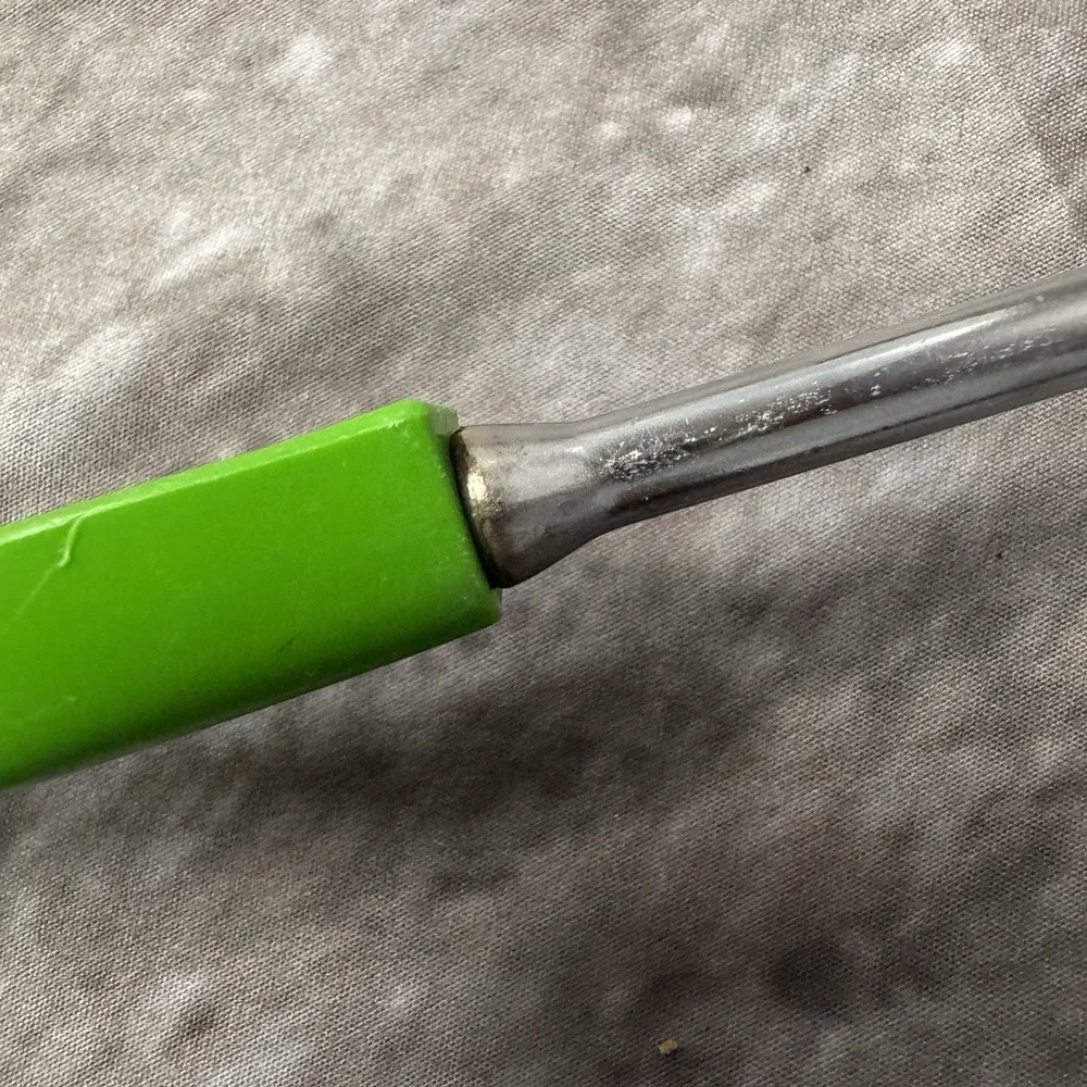 Ekco Slotted Serving Spoon Chromium Plated Green Handle 12